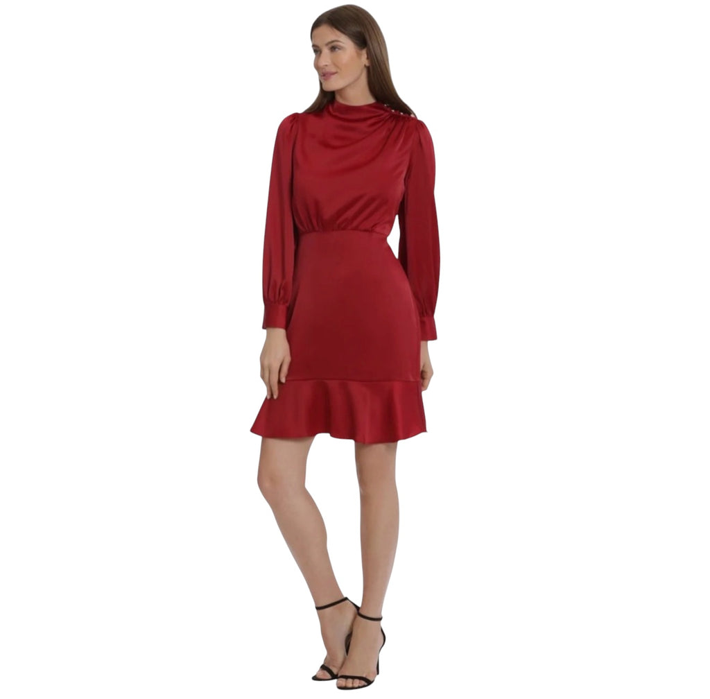 Maggy London Ruffled Above Knee Shift Dress Sz 2