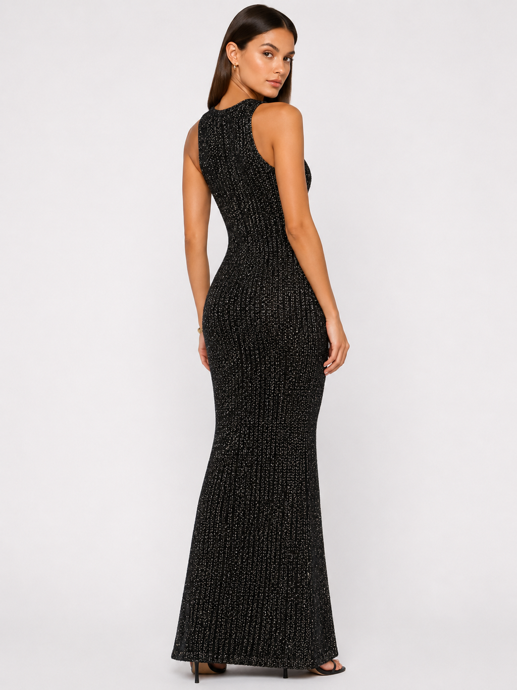 L’AGENCE Resort Metallic Stripe Maxi Dress XS
