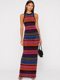 L’AGENCE Resort Metallic Stripe Maxi Dress XS
