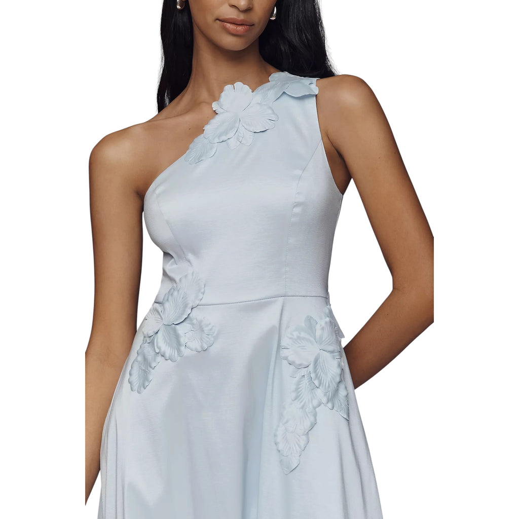 Hutch Adelaide One-Shoulder Floral Maxi Dress — Light Blue, Size 2