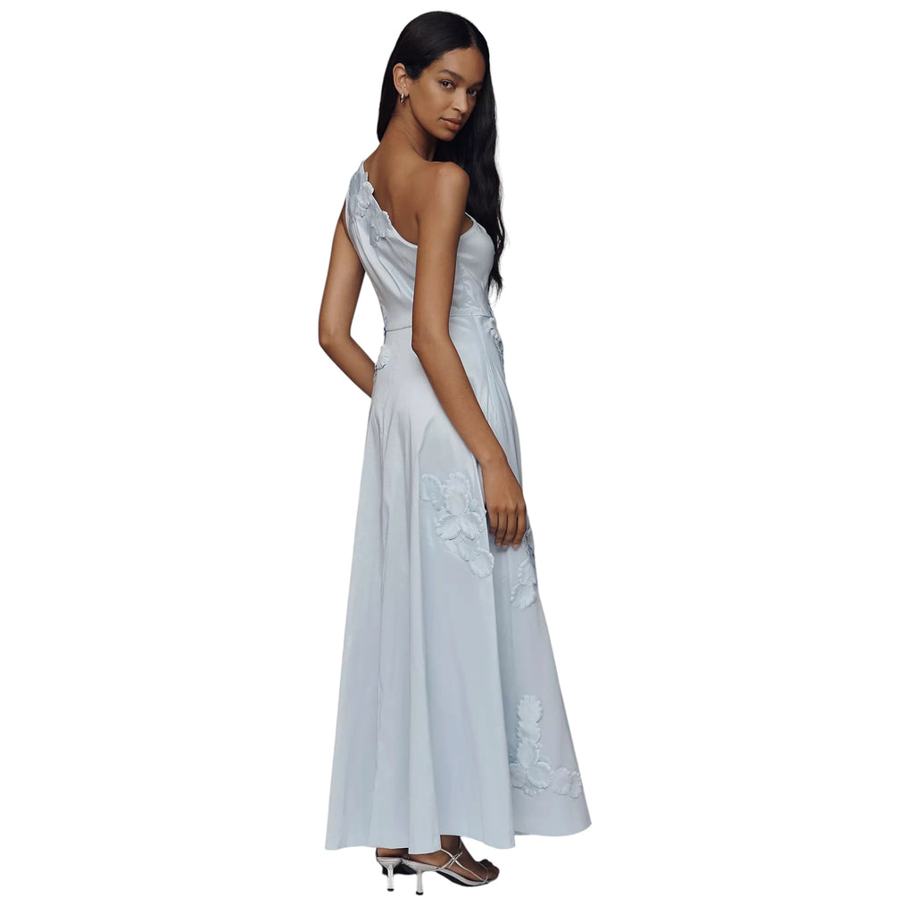 Hutch Adelaide One-Shoulder Floral Maxi Dress — Light Blue, Size 2