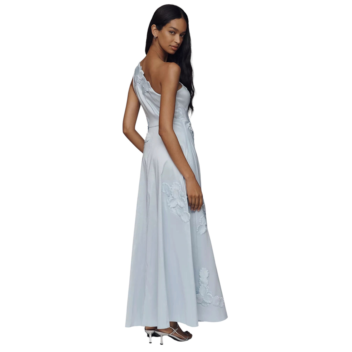 Hutch Adelaide One-Shoulder Floral Maxi Dress — Light Blue, Size 2