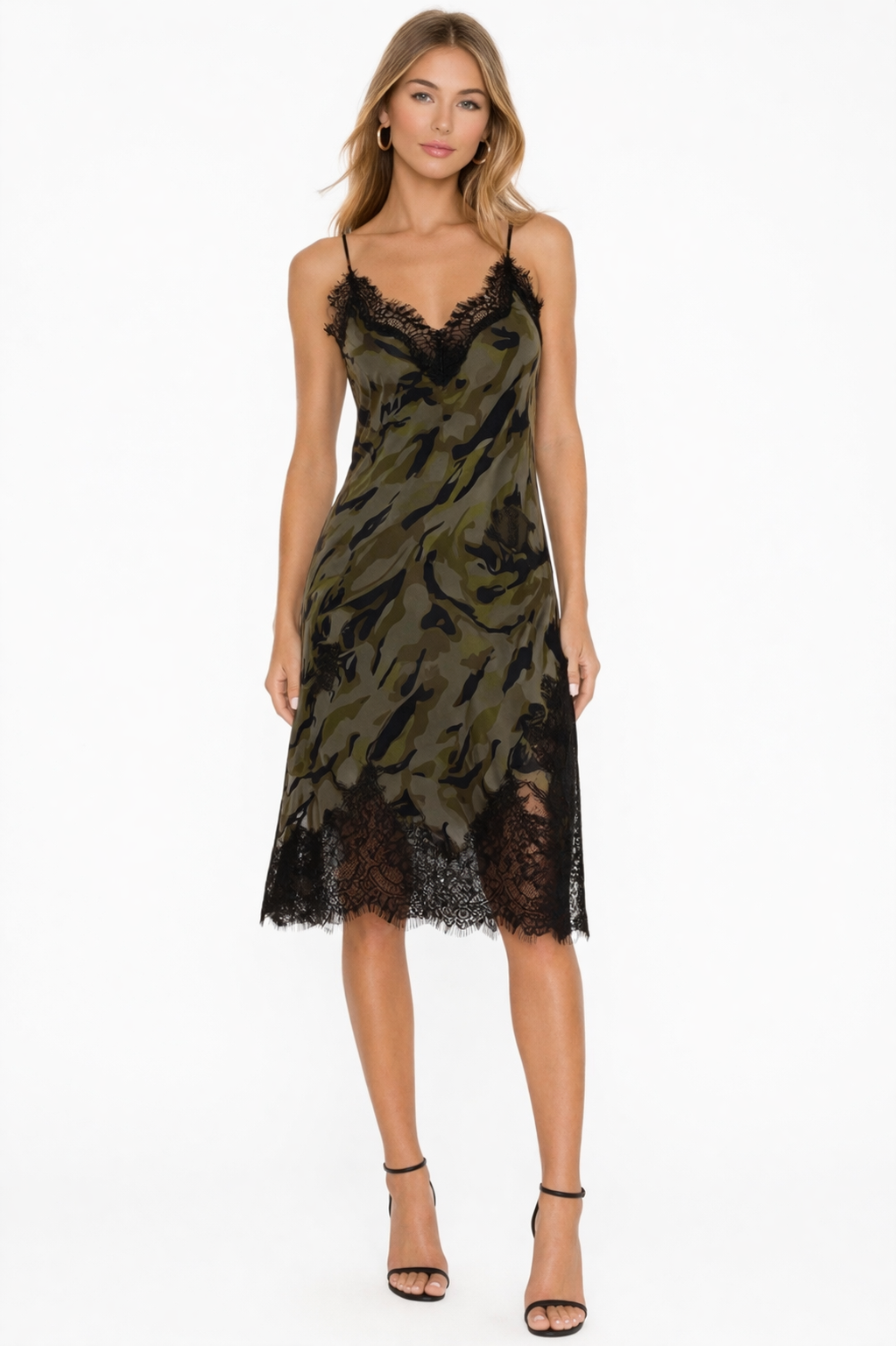 Gold Hawk Silk Coco Slip Dress (Camo) Small $270