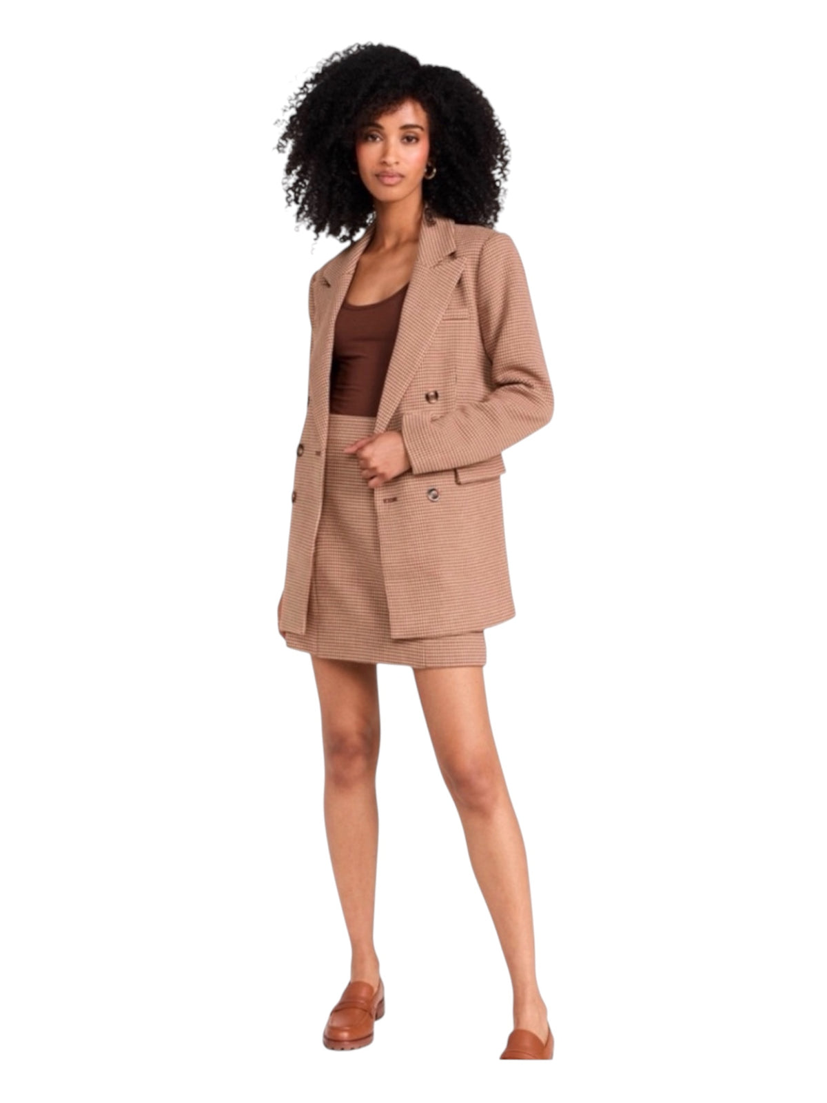 Favorite Daughter The First Wife Miniskirt in Toffee Houndstooth Sz 8