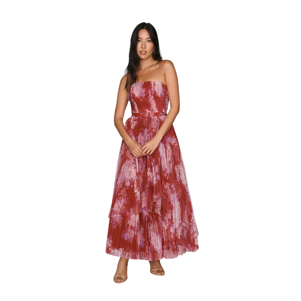 Hutch Noah Strapless Floral Pleated Maxi Dress – Size 2