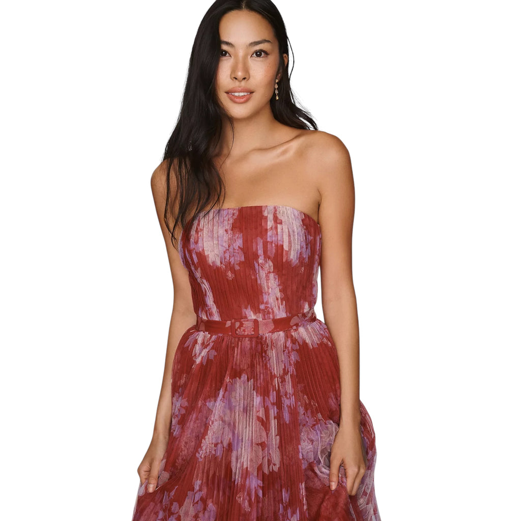 Hutch Noah Strapless Floral Pleated Maxi Dress – Size 2