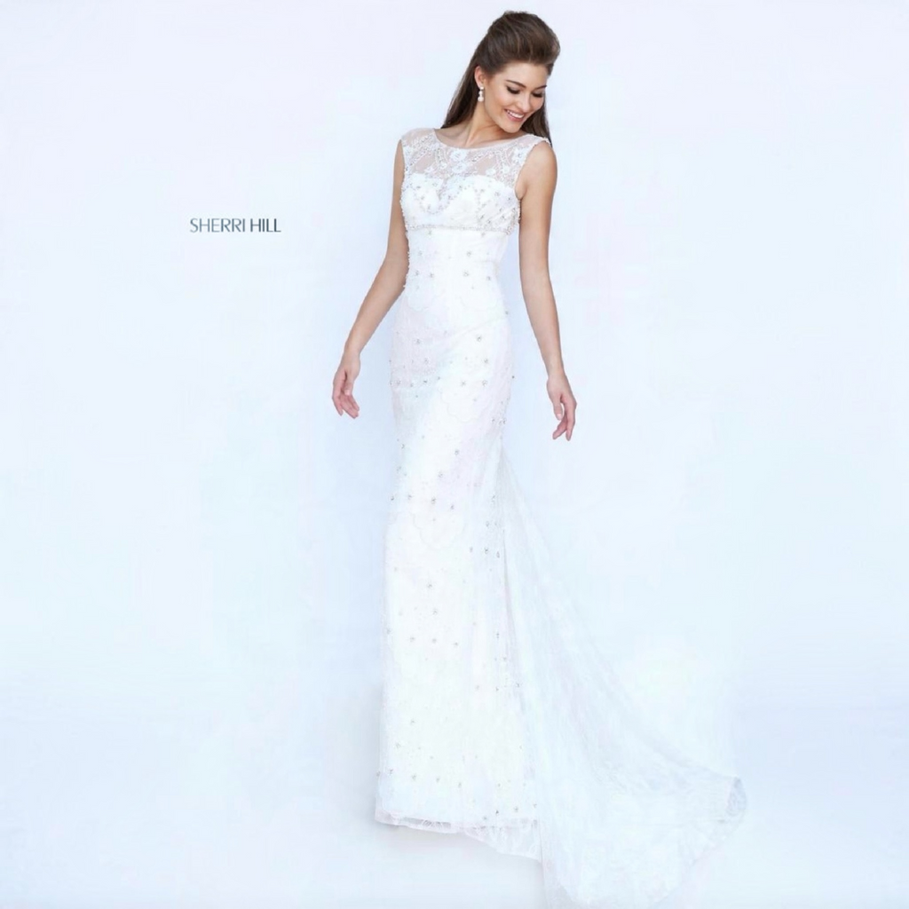 Sherri Hill Style 50069 Ivory Lace Mermaid Bridal Gown Size 2