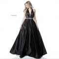 Sherri Hill 51588 Black Halter Ball Gown Beaded Waist Dress Size 4