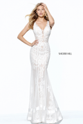 Sherri Hill 50906 (White) Lace Mermaid Gown Sz 0