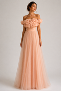 Sherri Hill 92481 Blush Rosette Off Shoulder Tulle Ball Gown Size 2 $698
