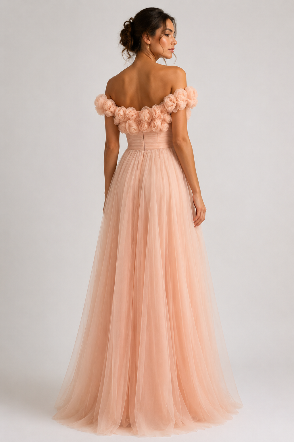 Sherri Hill 92481 Blush Rosette Off Shoulder Tulle Ball Gown Size 2 $698