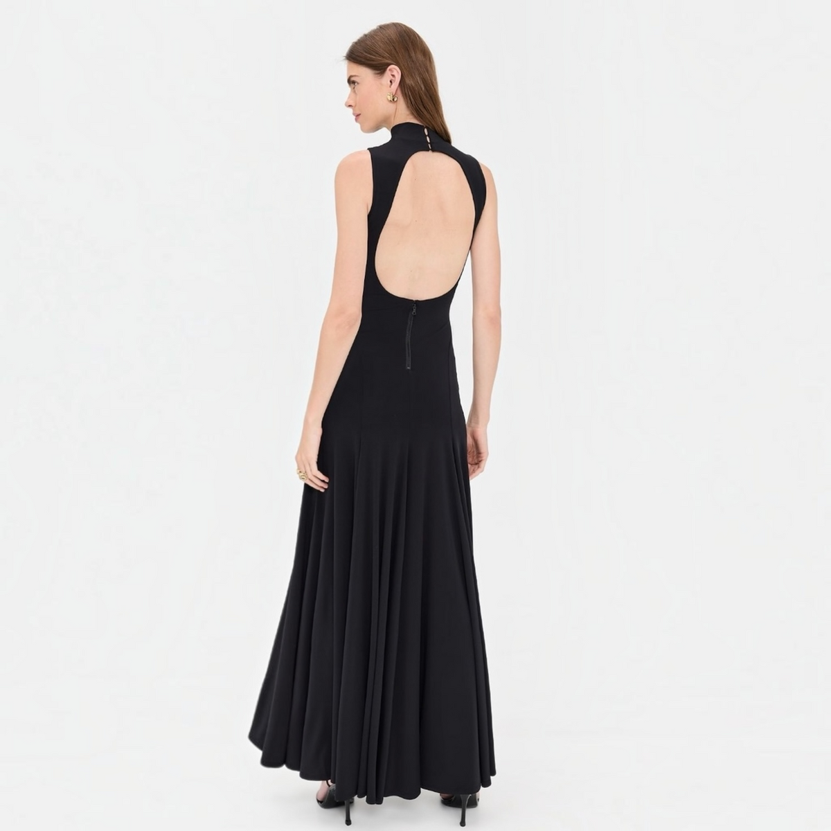 Alice + Olivia Augusta Open Back Sleeveless Maxi Dress Black Size 8