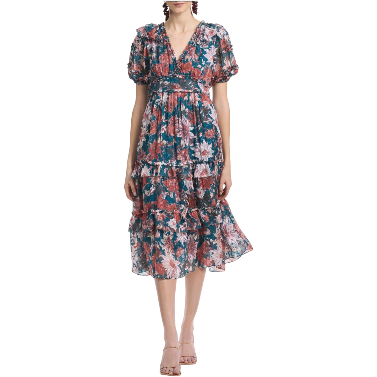 Sachin & Babi
Veronica Floral Tiered Dress in TEAL/GUAVA LILY Sz 0