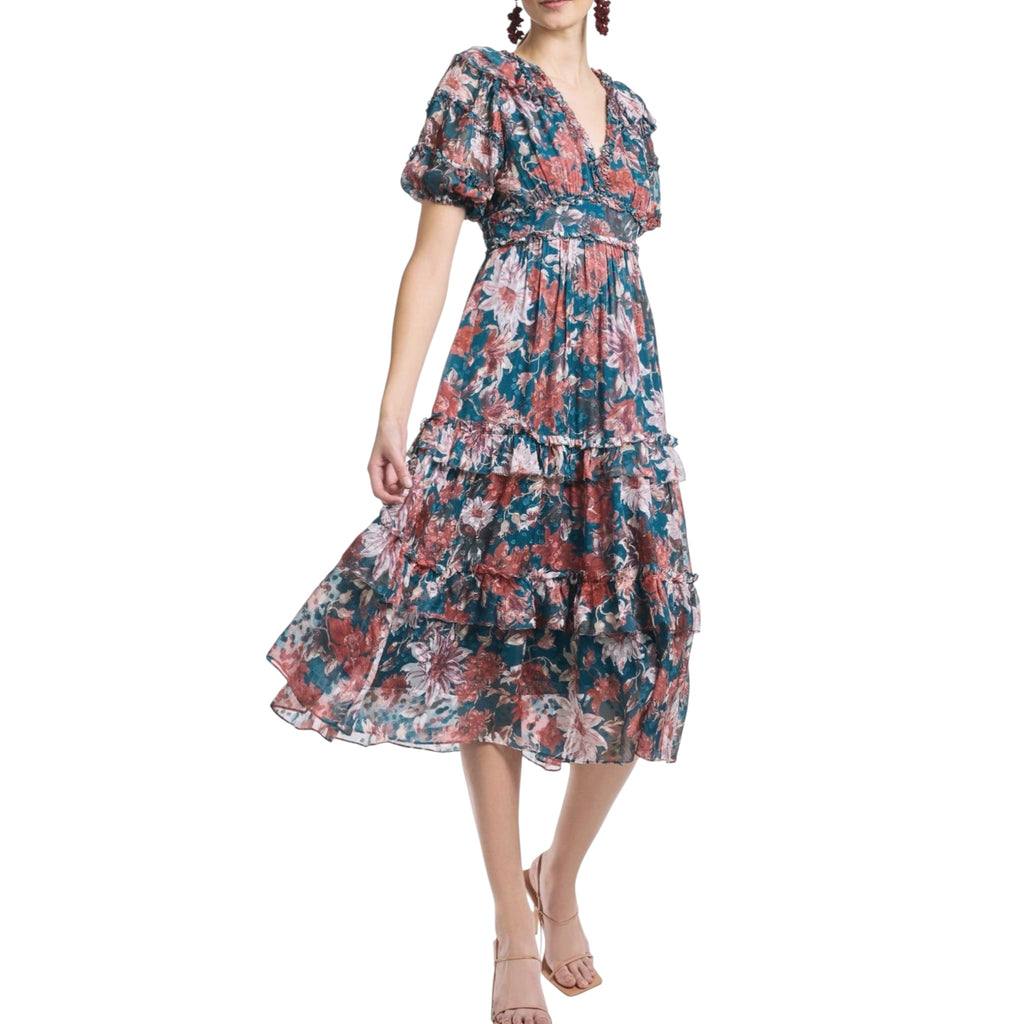 Sachin & Babi
Veronica Floral Tiered Dress in TEAL/GUAVA LILY Sz 0