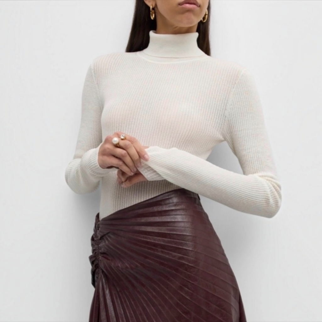 A.L.C. Jo Cotton-Blend Turtleneck Top Sz XL