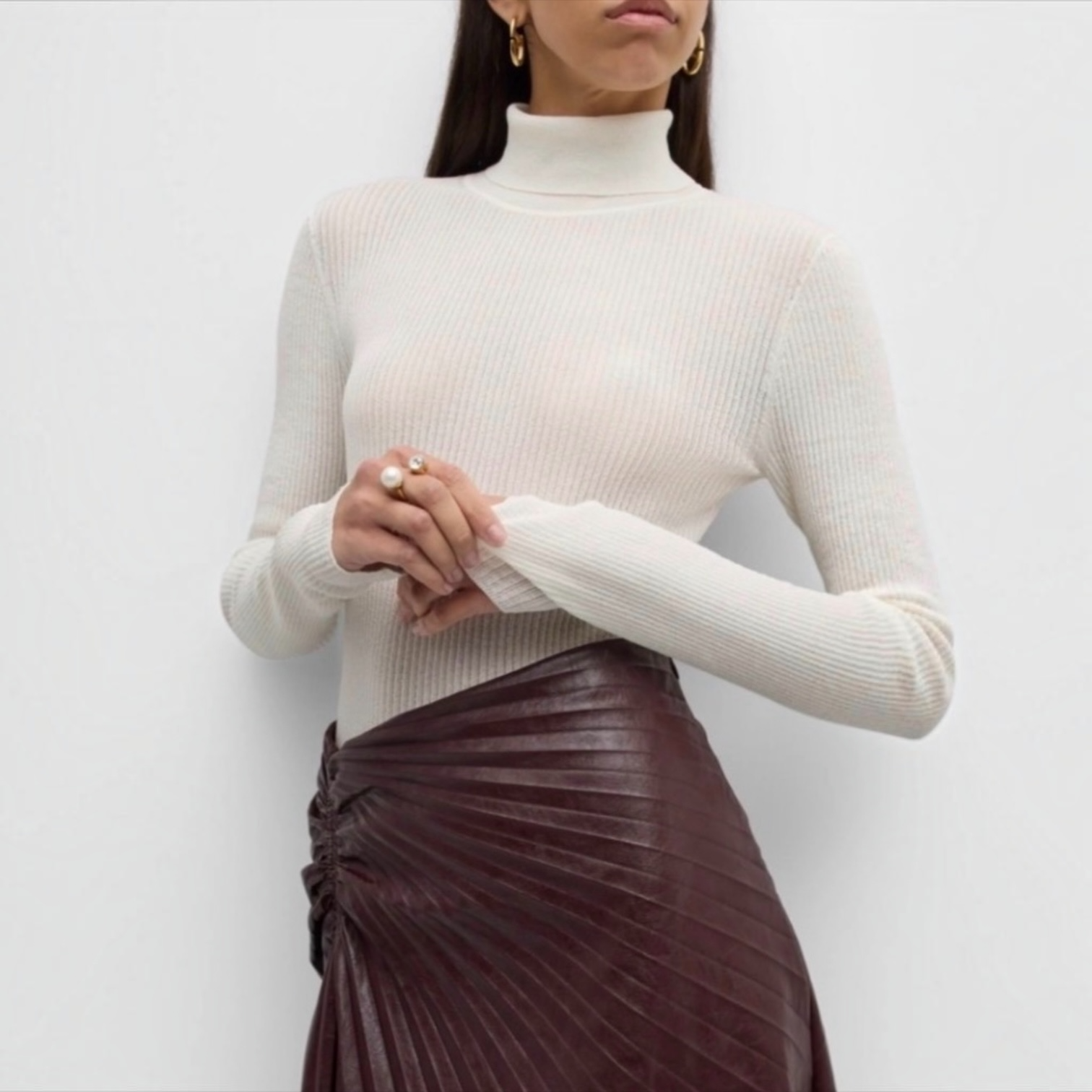 A.L.C. Jo Cotton-Blend Turtleneck Top Sz XL
