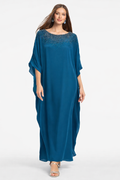 Sachin & Babi Arna Kaftan – Teal Beaded Silk Blend Gown Sz S/M $595