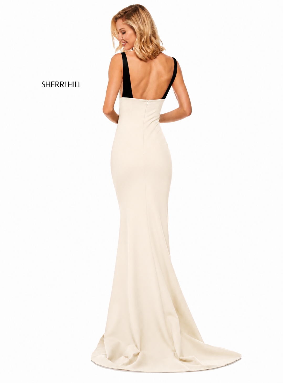Sherri Hill 52903 Black/Ivory Mermaid Gown – Size 4 $450