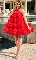 Rachel Allan 40260 Red Ruffle Tulle Party Dress Size 4 Retail $598