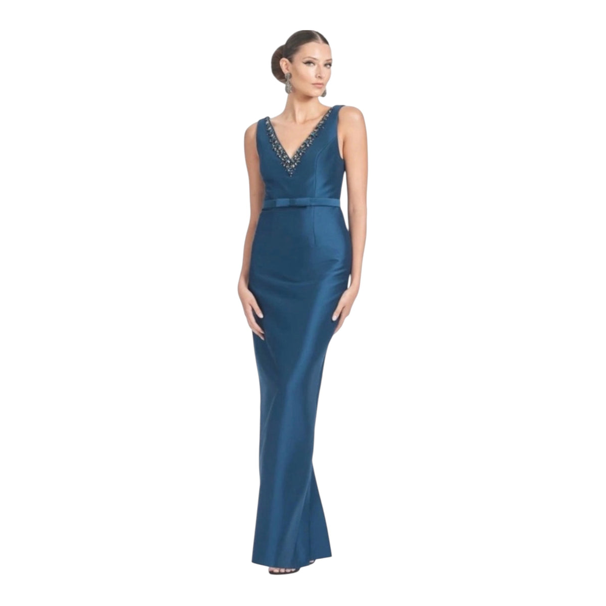 Sachin & Babi Garda Crystal-Embellished Mikado Gown in Bottle Green Sz 0