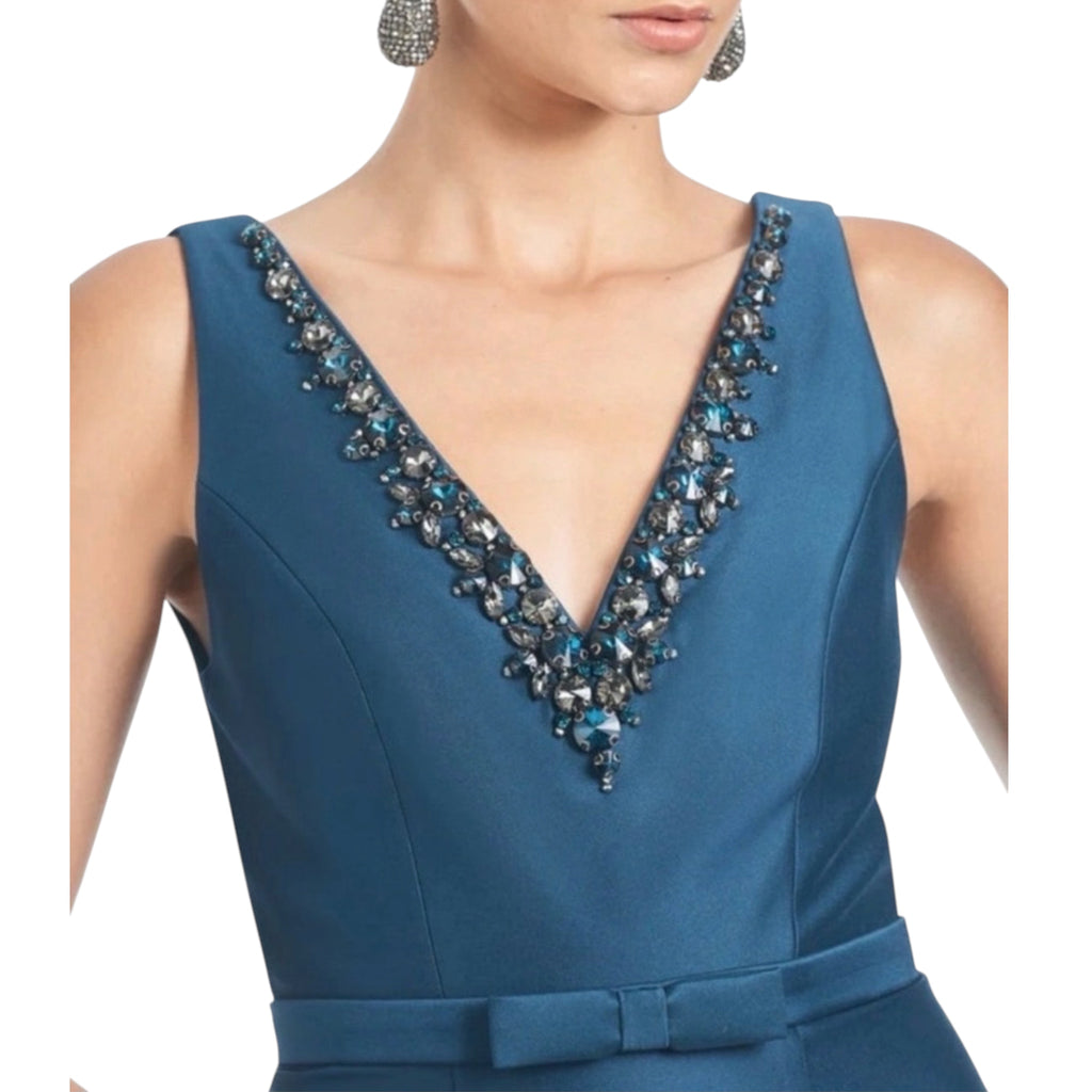 Sachin & Babi Garda Crystal-Embellished Mikado Gown in Bottle Green Sz 0