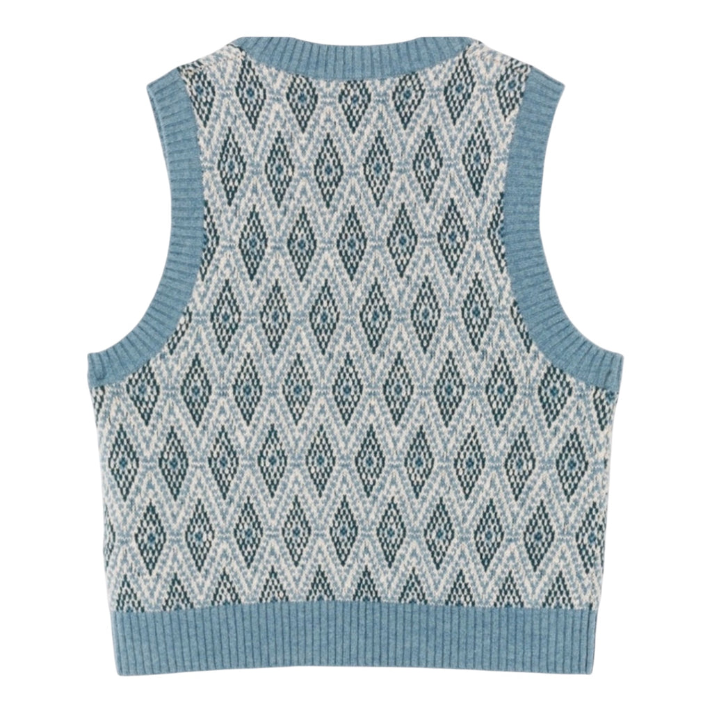 Re/Done Retro Geo Jaquard Sweater Vest in in Sage Geo Sz Small