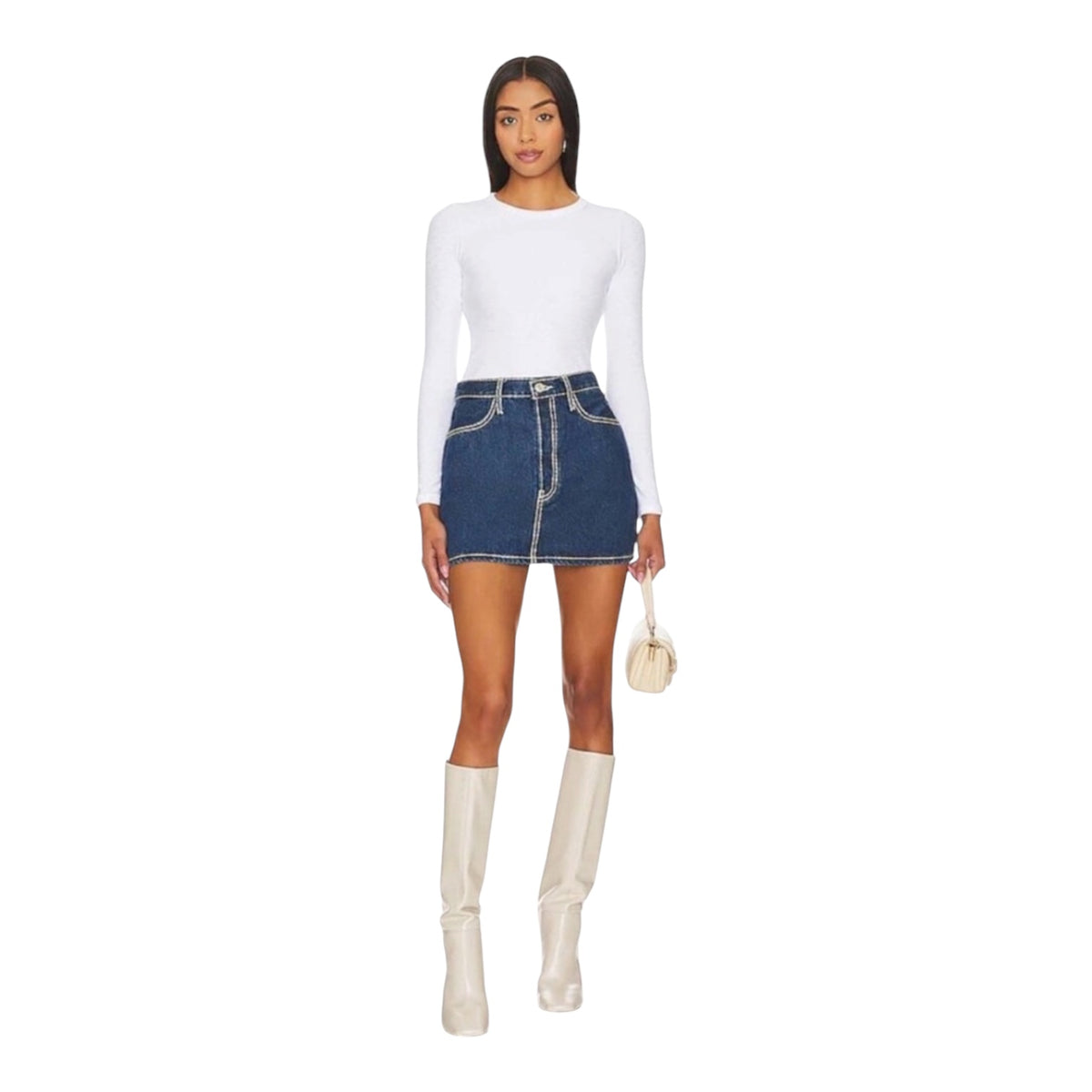 Re/Done 90s Mini Denim Mini Skirt in Chunky Stitch Sz 25