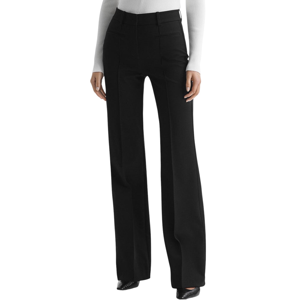 REISS Claude Black Flare Leg Pants – Size 12 Regular