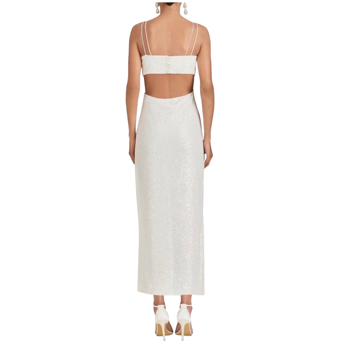 Sachin & Babi Ivory White Vivi Cutout Sequin Column Dress Sz 4
