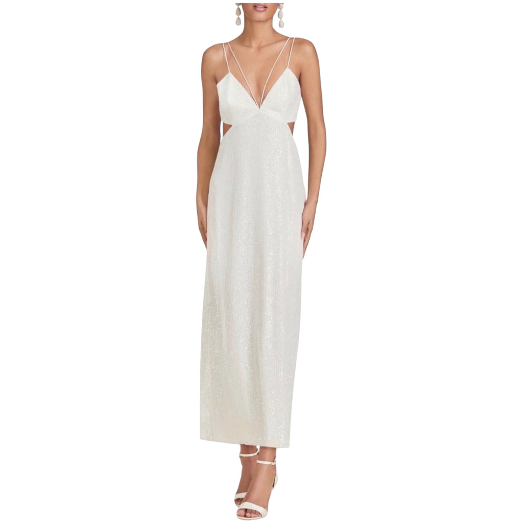 Sachin & Babi Ivory White Vivi Cutout Sequin Column Dress Sz 4