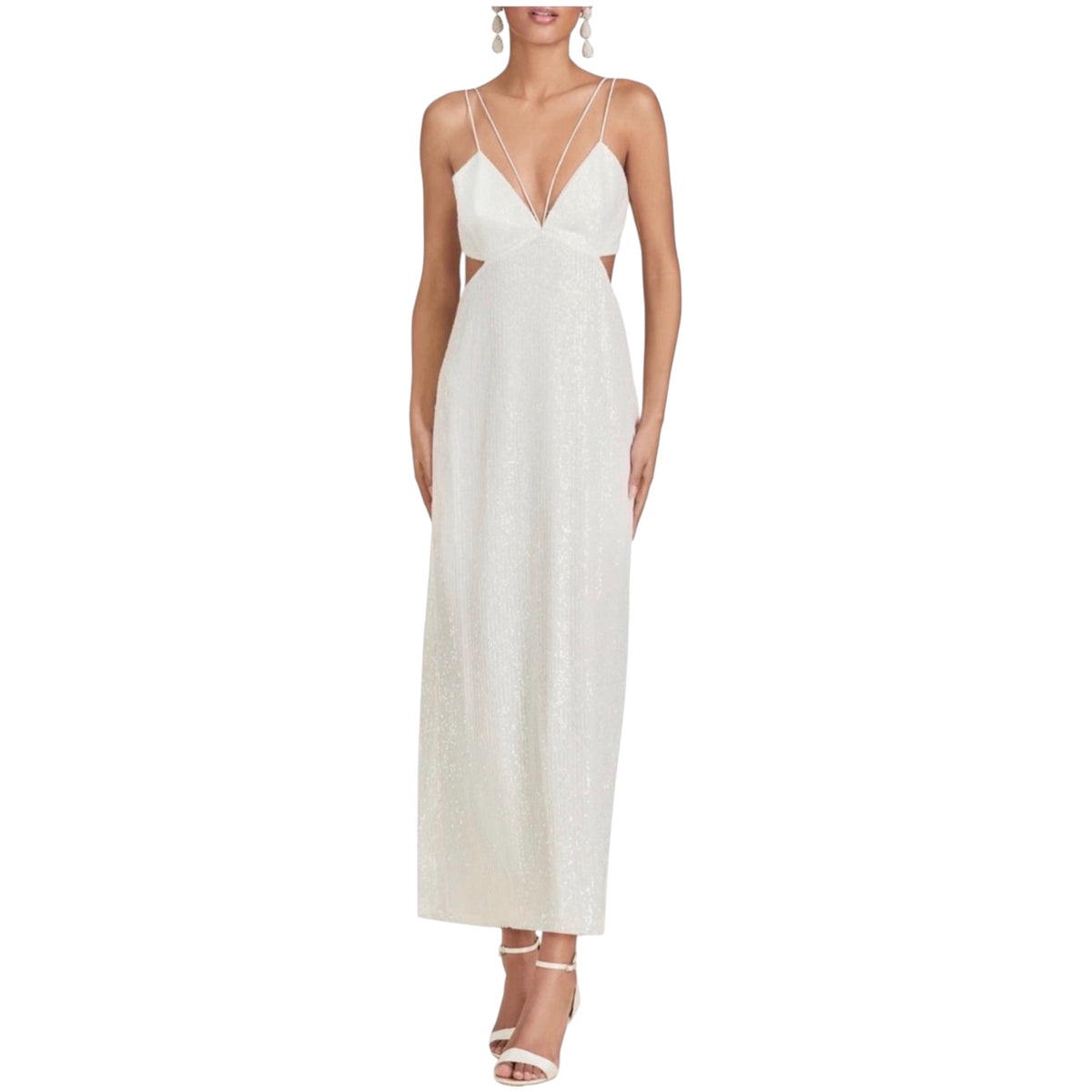 Sachin & Babi Ivory White Vivi Cutout Sequin Column Dress Sz 4
