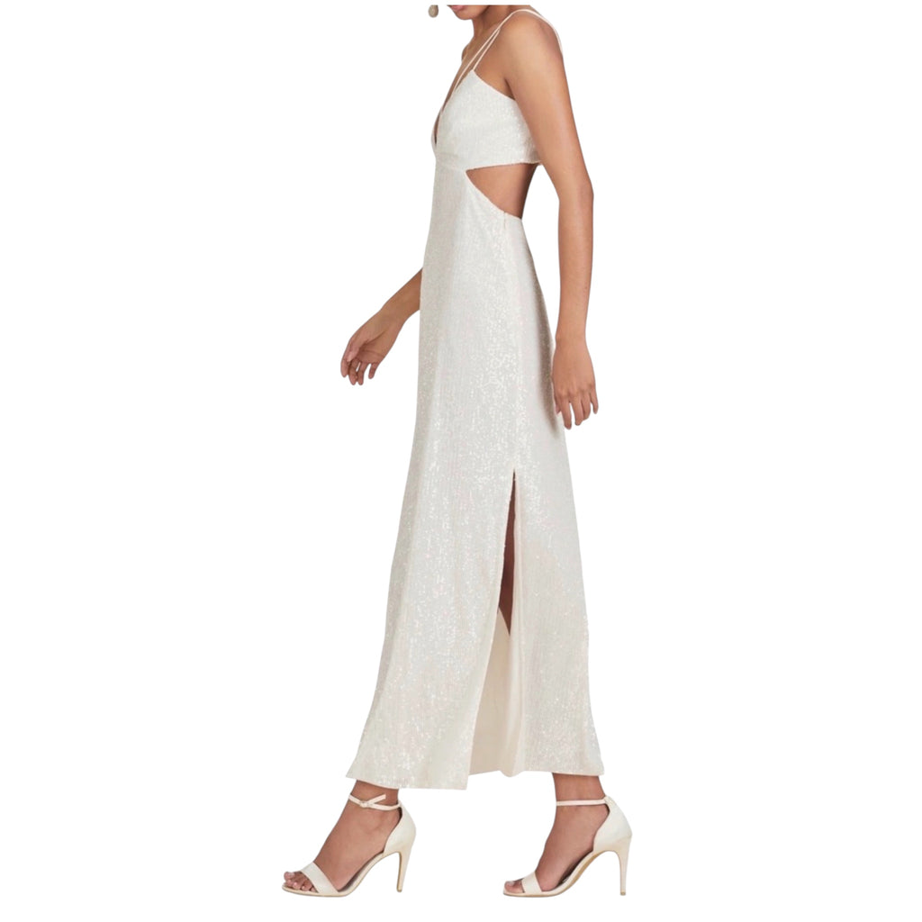 Sachin & Babi Ivory White Vivi Cutout Sequin Column Dress Sz 4