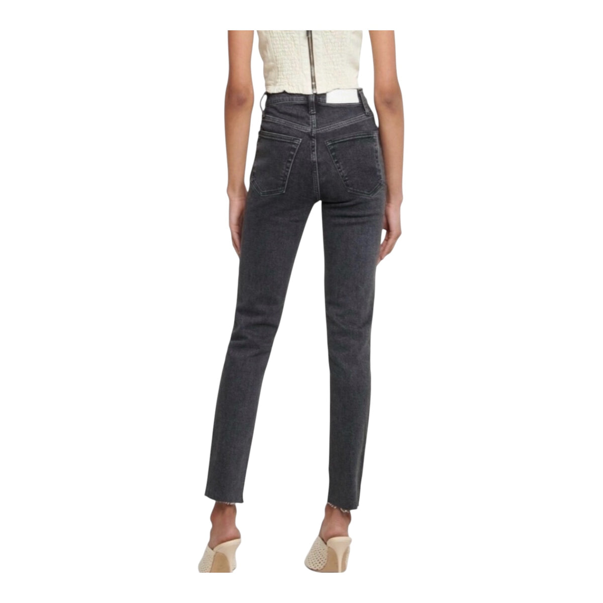 Re/Done 90s High Rise Ankle Crop Jeans in Stoned Noir Sz 26 $265
