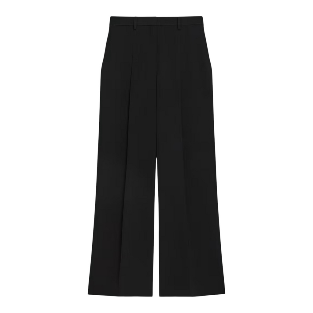 Theory Admiral Crepe Pleated Wide-Leg Pants – Black, Size 8