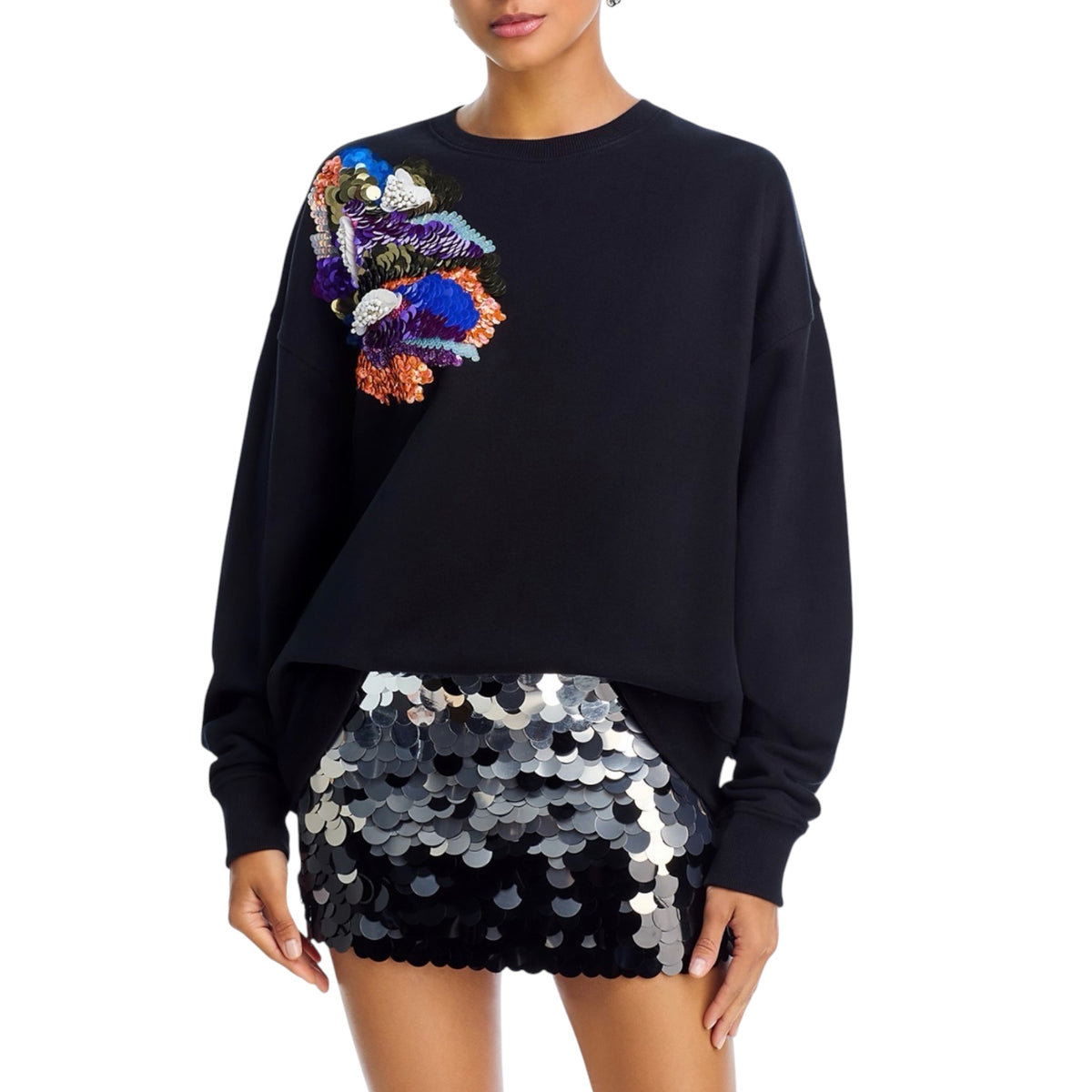 Essentiel Antwerp Floral Sequin Embellished Sweatshirt Size Small / 1