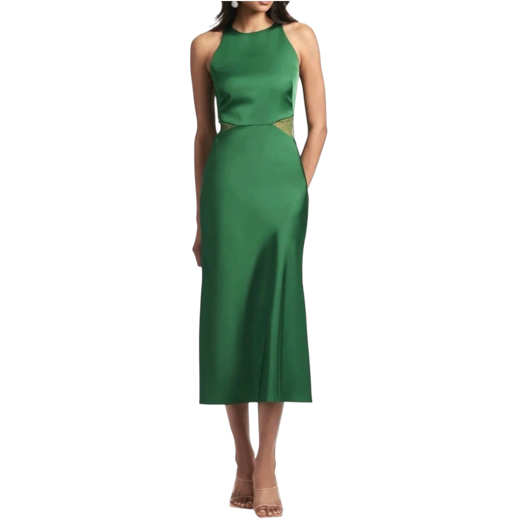 Sachin & Babi Drew Lace Cutout Satin Crepe Dress in Emerald Green Size 2 $465