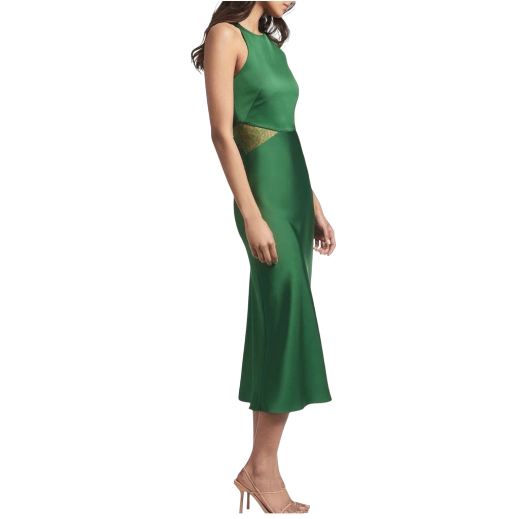 Sachin & Babi Drew Lace Cutout Satin Crepe Dress in Emerald Green Size 2 $465