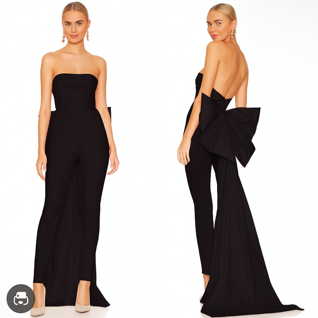 Nookie Reese Bow Jumpsuit in Black Sz XS $289