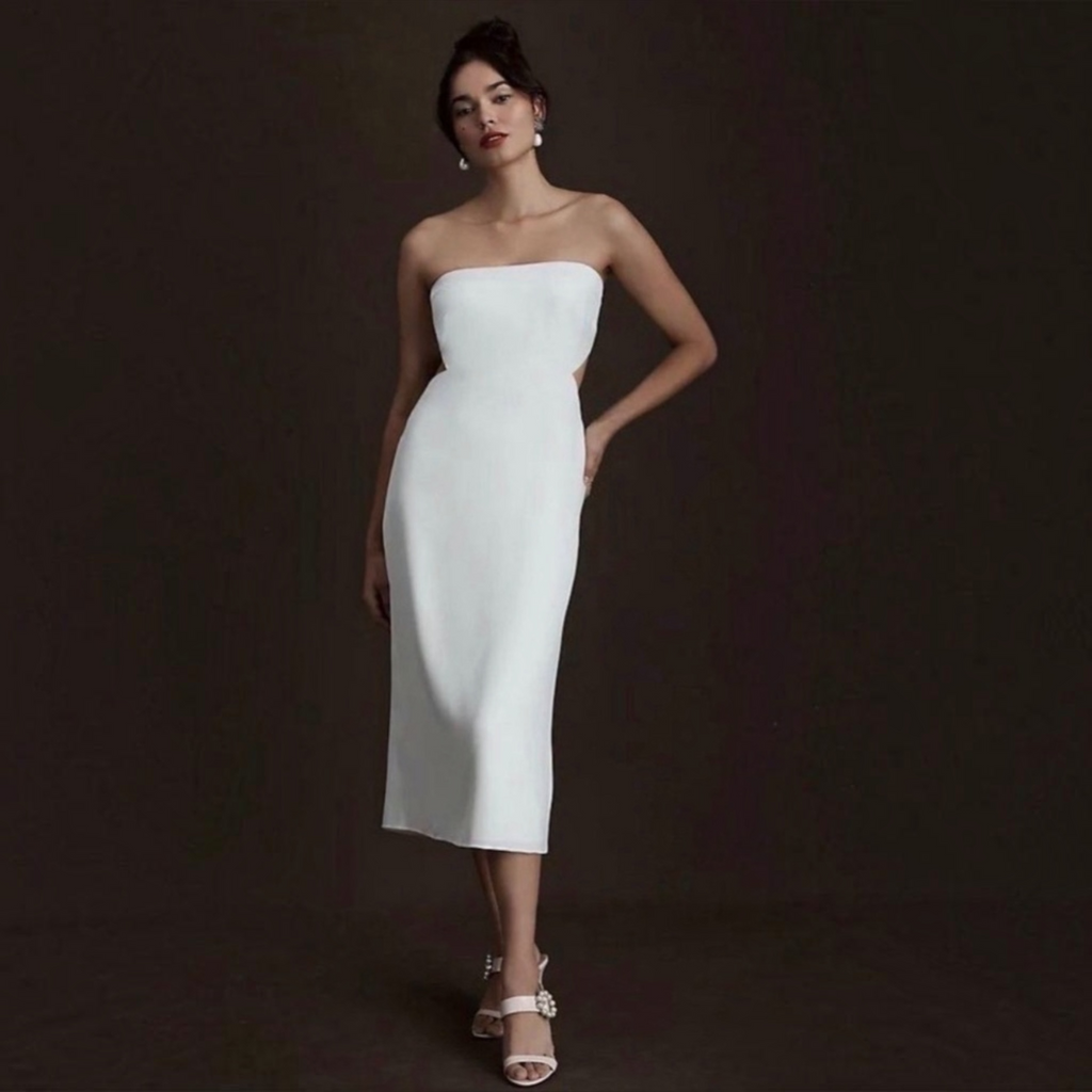 Sachin & Babi Sadie Strapless White Midi Dress Size 2