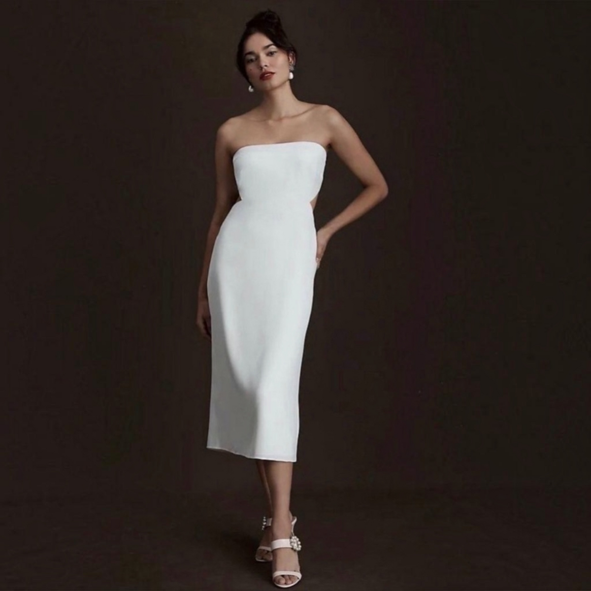 Sachin & Babi Sadie Strapless White Midi Dress Size 2