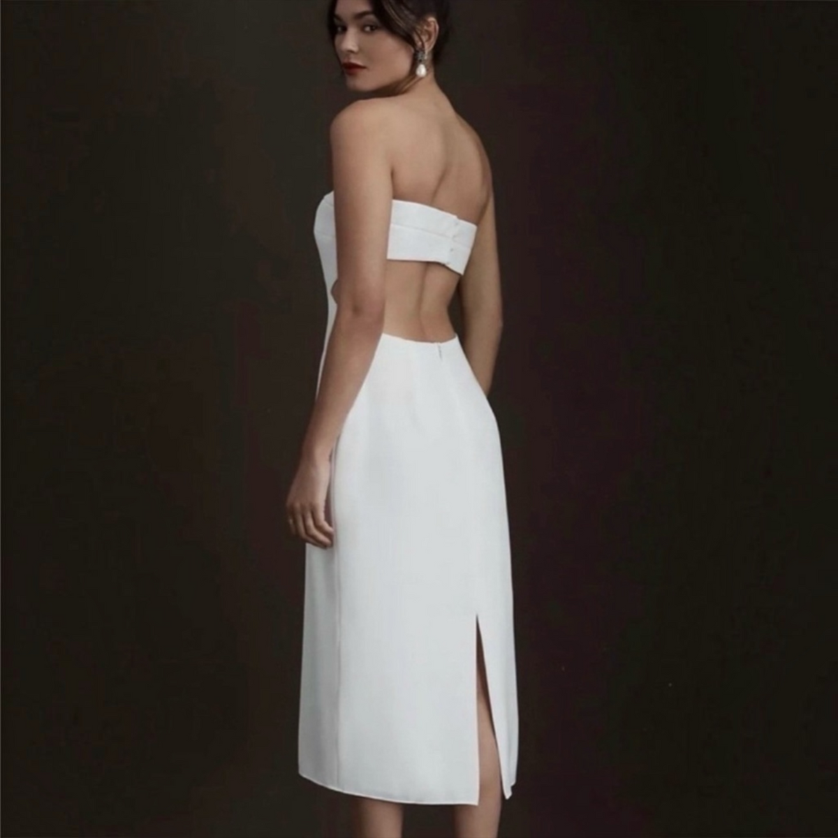 Sachin & Babi Sadie Strapless White Midi Dress Size 2