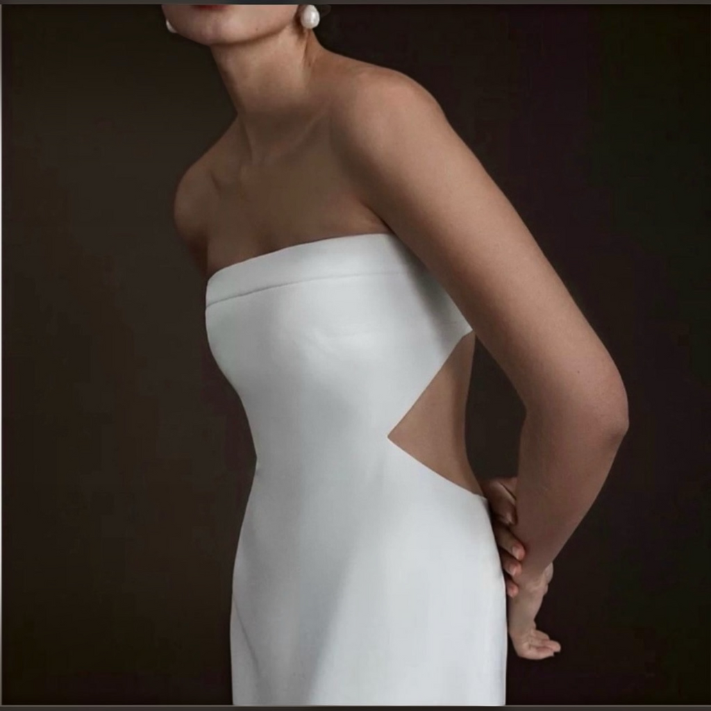 Sachin & Babi Sadie Strapless White Midi Dress Size 2