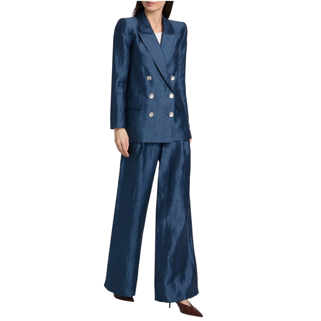 L’AGENCE Cambrie Oversized Double-Breasted Blazer Deep Sea Blue Size 2