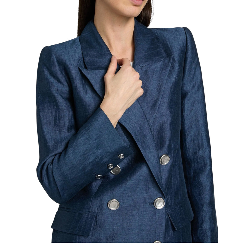 L’AGENCE Cambrie Oversized Double-Breasted Blazer Deep Sea Blue Size 2