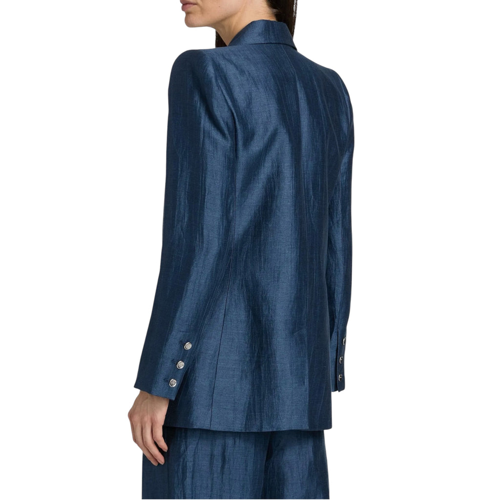 L’AGENCE Cambrie Oversized Double-Breasted Blazer Deep Sea Blue Size 2