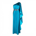 SACHIN & BABI Zahara One-Shoulder Satin Gown in Tourmaline Sz 8