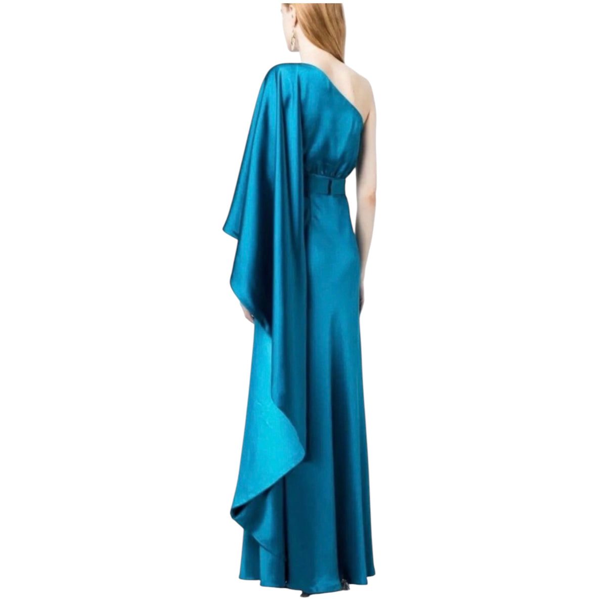 SACHIN & BABI Zahara One-Shoulder Satin Gown in Tourmaline Sz 8