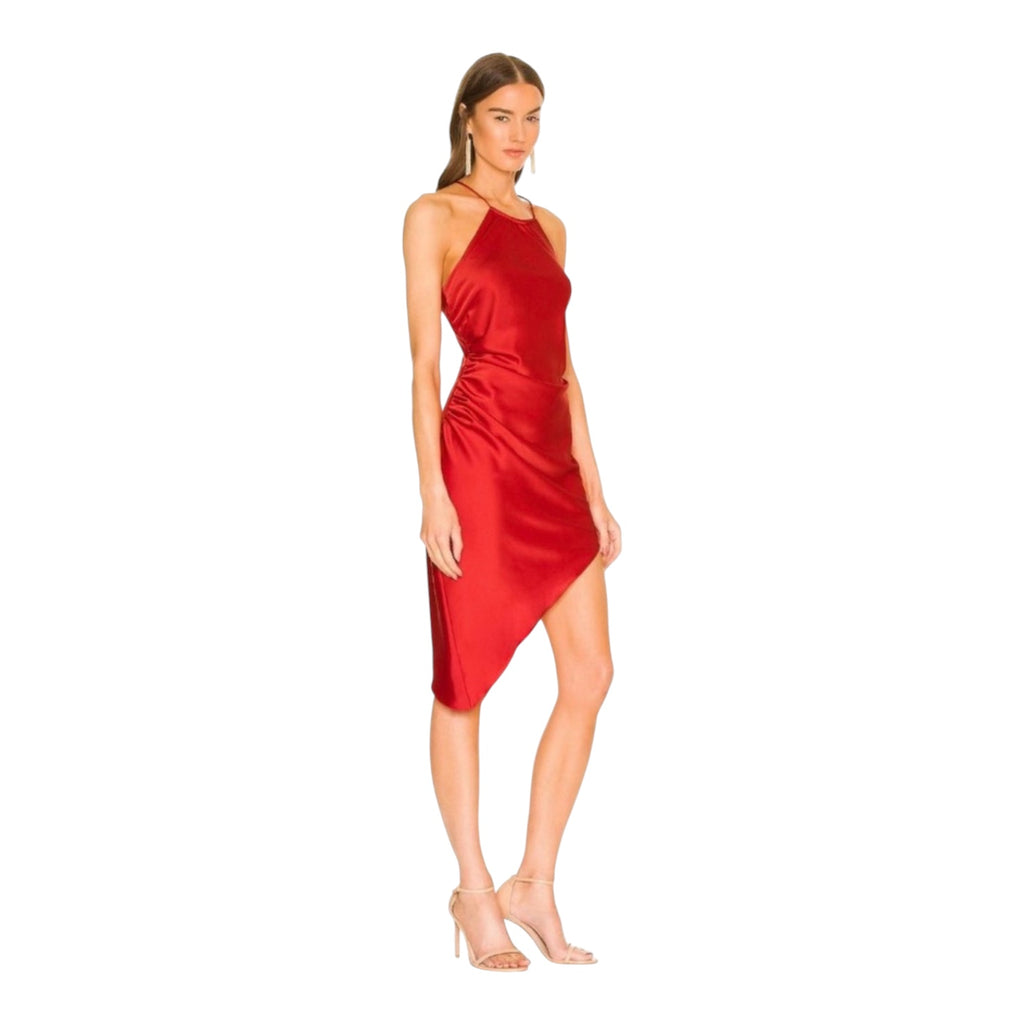 Nookie Halter Gypsy Mini Dress in Red Satin Sz Medium