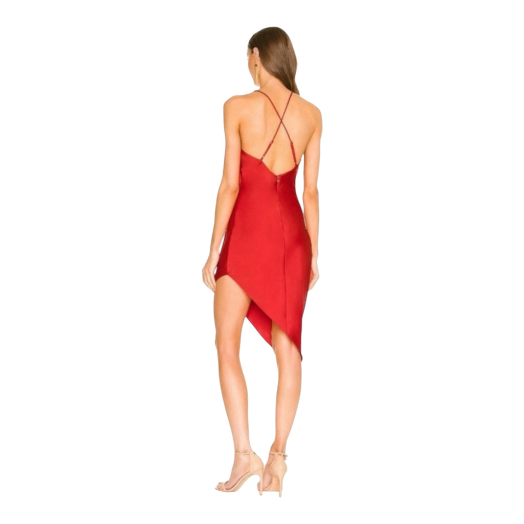 Nookie Halter Gypsy Mini Dress in Red Satin Sz Medium