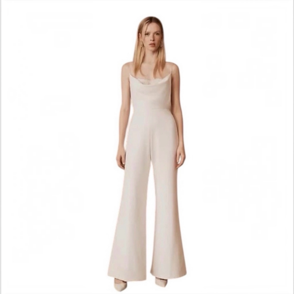 BHLDN x Sachin & Babi Carrie Bridal Jumpsuit Cream Satin Wedding Jumpsuit Sz 6